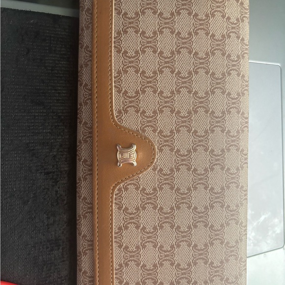 Celine Handbags - Celine Monogram Clutch in Brown and Tan